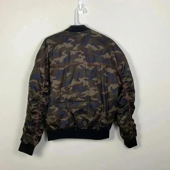 Zara Man Men’s Medium Camo Bomber Jacket Ruched Sleeves Casual Moto Bikercore - Picture 7 of 13